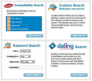 perfectmatch search options