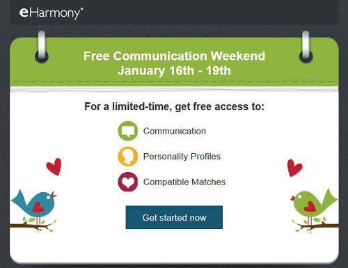 eharmony free communication weekend - Jan 2014